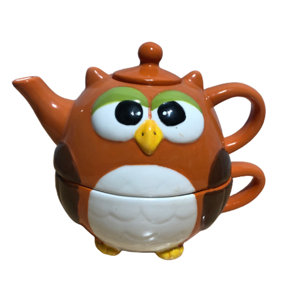 Owl Ceramic Teapot 2 Piece Set